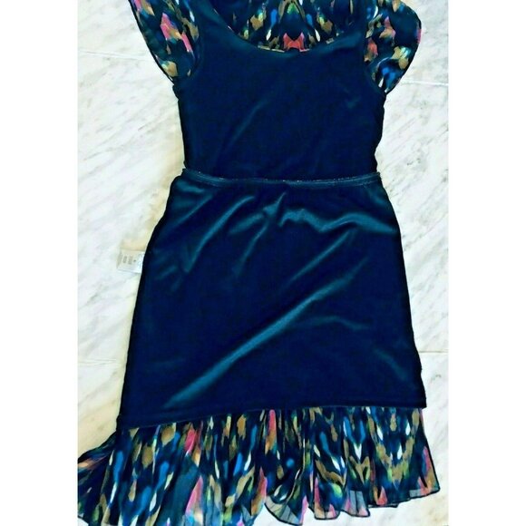 Jessica Simpson Women Dress Black Pleated Skirt Mini Lined Chiffon Size S - Picture 8 of 8